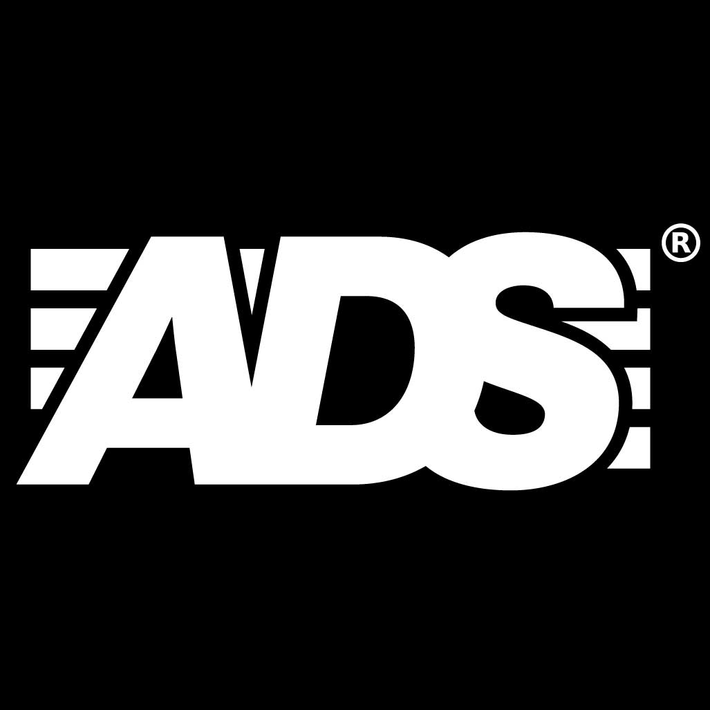 Primary ADS wordmark in white on black