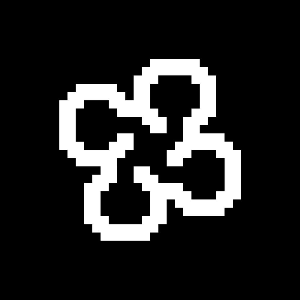 Pixel clover icon in white on black