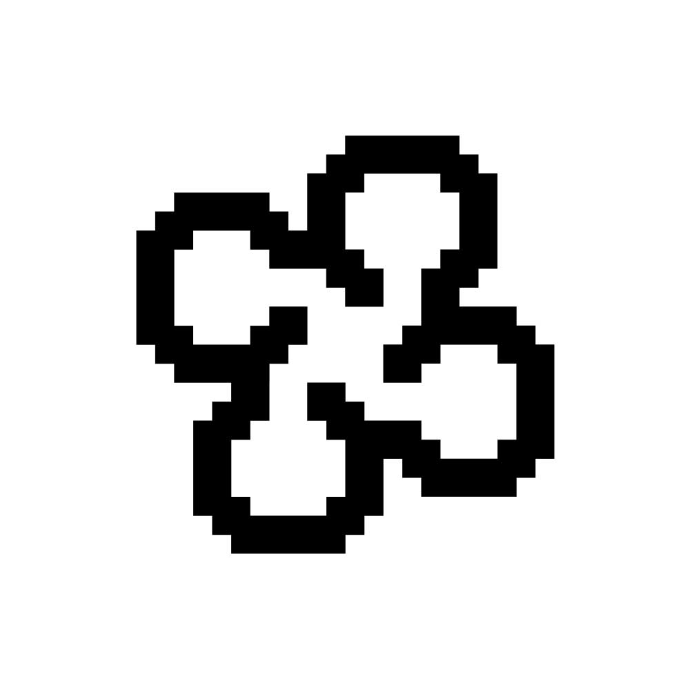 Pixel clover icon in black on white